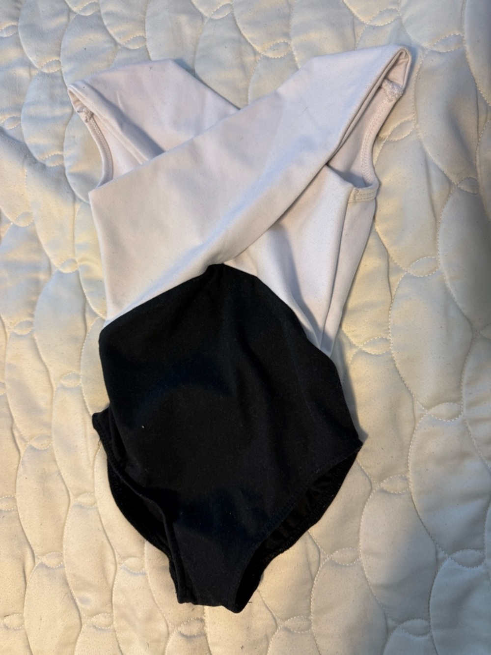 Five Dancewear Black and White Crisscross One-Piece Bodysuit